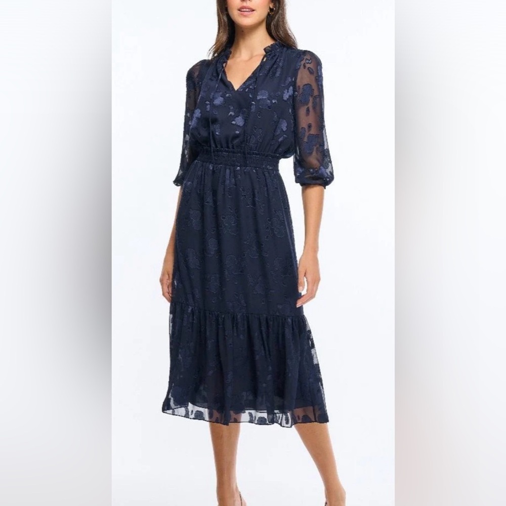 Soshanna Midnight Blue Floral Lace Dress